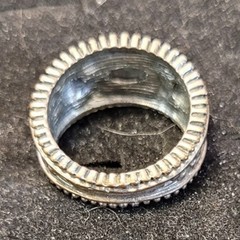 Vintage Southwestern Style Faux Turquoise Cabochon Ring Heavy Silver Plated Band