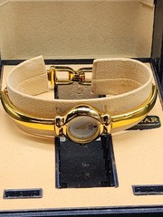 PULSAR By SEIKO LADIES GOLD Tone BRACELET DRESS WATCH V-110-x003 Vtg W/box 7inch