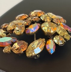 Signed Regency Rhinestone Brooch AB Amber Yellow Champagne Spray Pin