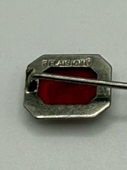 Antique Belais 10K Gold Intaglio Stick Pin Red Glass Cameo Art Deco