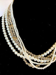 Vintage Carol Lee six strand pearl and metal bead Choker necklace