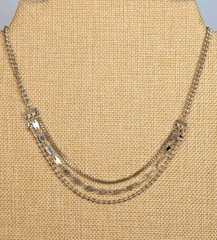 Vintage Y2K Dainty Silver Tone 3 Strand Drape Adjustable 12″ Choker Necklace