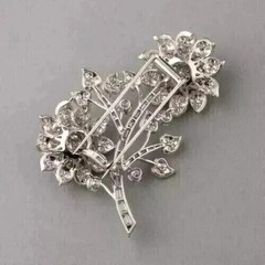 7 CT Round Cut Real Moissanite Women’s Wedding Brooch Pin 14K White Gold Plated