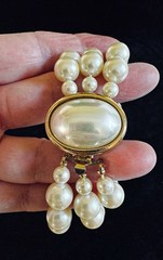 Carol Lee Faux Pearl Triple Strand Bracelet Oval Cabochon Pearl Clasp 7” EUC