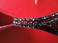J7294 ANTIQUE BOHEMIAN TOMBAK GARNET CUFF BRACELET SEE DESCRIPTION