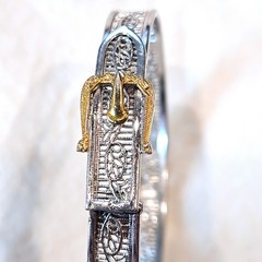 Vintage Art Deco JJ White Filigree Buckle Bangle Bracelet Child / Petite