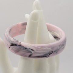 Pink Marble Swirl with Gray Black Abstract Chunky 1990s Bangle Bracelet