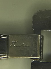 Vintage Karu/Kuru Silver-tone Wide Panel Links w/ Floral Centered Bar Bracelet