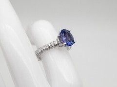 Estate $6000 3ct Natural Tanzanite VS G Diamond 18k White Gold Ring Band