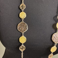 Vintage 70s Sarah Coventry Faux Taste Of Honey Long Station Necklace