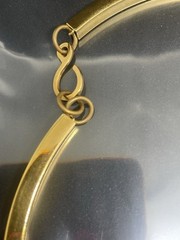 Vintage Mid Century Modern GoldTone Faux Turquoise Bar Chocker 15” Necklace