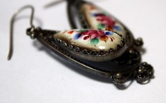 Vintage 1980s Russian Hand Painted Enamel Jewelry Earrings 3 Variations #122,157