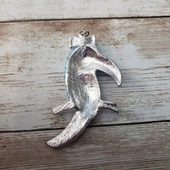 Vintage Pendant Large Blue Parrot with Bow (No Chain Included)