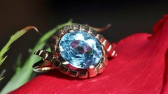 10k yellow gold ring 2.50ct blue topaz solitaire size 5.5 vintage 4.00gr N3511