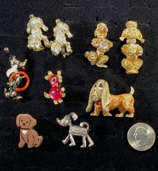 16pc Vintage Animal Lot Cat Dog Mice Brooch Pin Craft Wear Repair Figural Retro