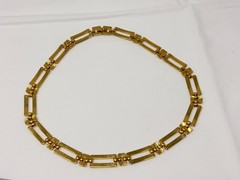 Vintage Gold Tone 10mm wide Flat Rectangle Link 16″ Choker Necklace