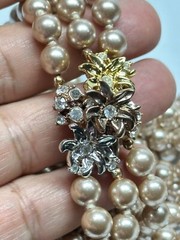 Nolan Miller 3 Strand Faux Pearl Necklace 17” Long 195 Grams