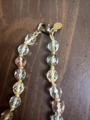 Vintage Crystal Liz Claiborne Faceted Bead Pastel Pink & Blue Necklace