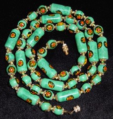 Antique Glass Bead Necklace Bicone King Glass Beads – 32in