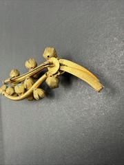 Vintage Tree Branch Brooch Pin Blue Flower Buds Trombone Clasp J110