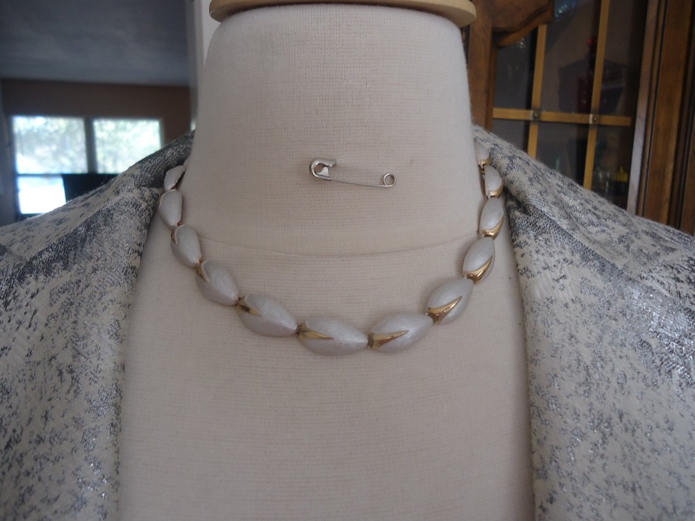 Vintage 16.5″ Link Choker, Brushed Silver Tone with Gold Tone Accents