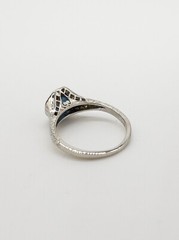 Antique 1920s $3000 1ct Ceylon Blue Sapphire 19k White Gold Filigree Ring