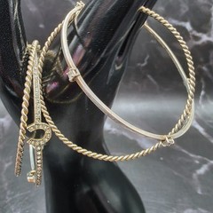 Vtg Juicy Couture Rhinestone Gold Tone Stacking Bangle Bracelets in Original Box