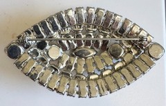VTG Hollywood Regency brooch marquise-cut round rhinestones 3″ shimmers