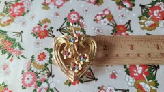 Aurora Borealis Crystal Heart Flower Brooch