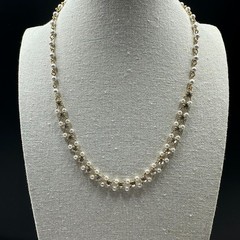 Vintage Lady Remington Necklace Bracelet Set Gold Tone Faux Pearl Rhinestone