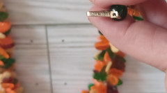 1960s Lucite Leaf Fringe Necklace Made in Hong Kong fall colors choker necklace