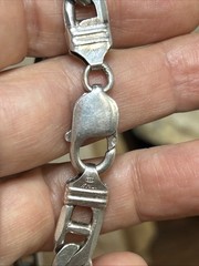 28. Vintage Sterling 925 Mariner Link Chain Bracelet 8 3/4″. 29.1g. Italy Unx