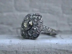 Vintage Style Art Deco 3Ct Round Lab Created Diamond 14K White Gold Plated Ring
