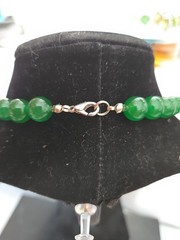 Jade Hand Strung Beaded Round 18″ Necklace Imperial Green Nephrite Claw Clasp