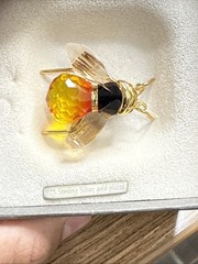 Vintage Daniel Swarovski Solid Sterling Silver GP Bumblebee Brooch Rare Box/coa