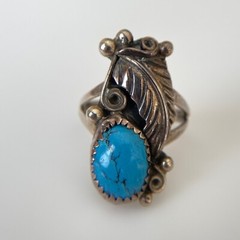 Vintage 925 Sterling Silver Blue Turquoise Old Pawn Southwest Ring Size 6