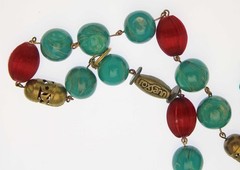 Vintage Roxsann Necklace Natural Carved Turquoise Egyptian Scarab Boho Runway
