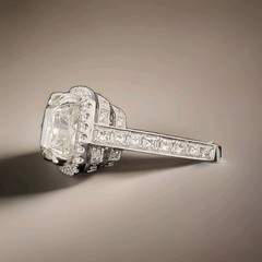14k White Gold Engagement Ring 6.30ct Lab Grown Diamond Radiant Shape H-VS1