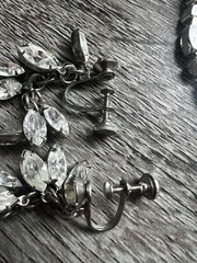 Vintage Weiss 3 Piece necklace and earring set Clear Round & Marquise rhinestone