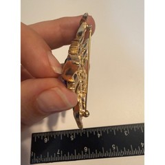 Vintage Crown Trifari Gold Tone Blue Green Modern Mosaic Maple Leaf Brooch Pin