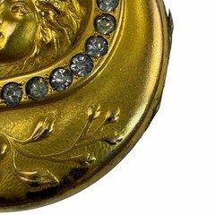 Antique Art Nouveau S&BL Co Gold Filled Locket Woman Profile Rhinestone Paste