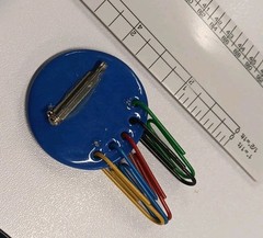 1980s Paper Clip Brooch Unsigned Beauty Abstract Modern Art Pin Colorful