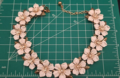 CROWN TRIFARI Vintage Dogwood Flower White Enamel Rhinestone 3 Piece Demi Set
