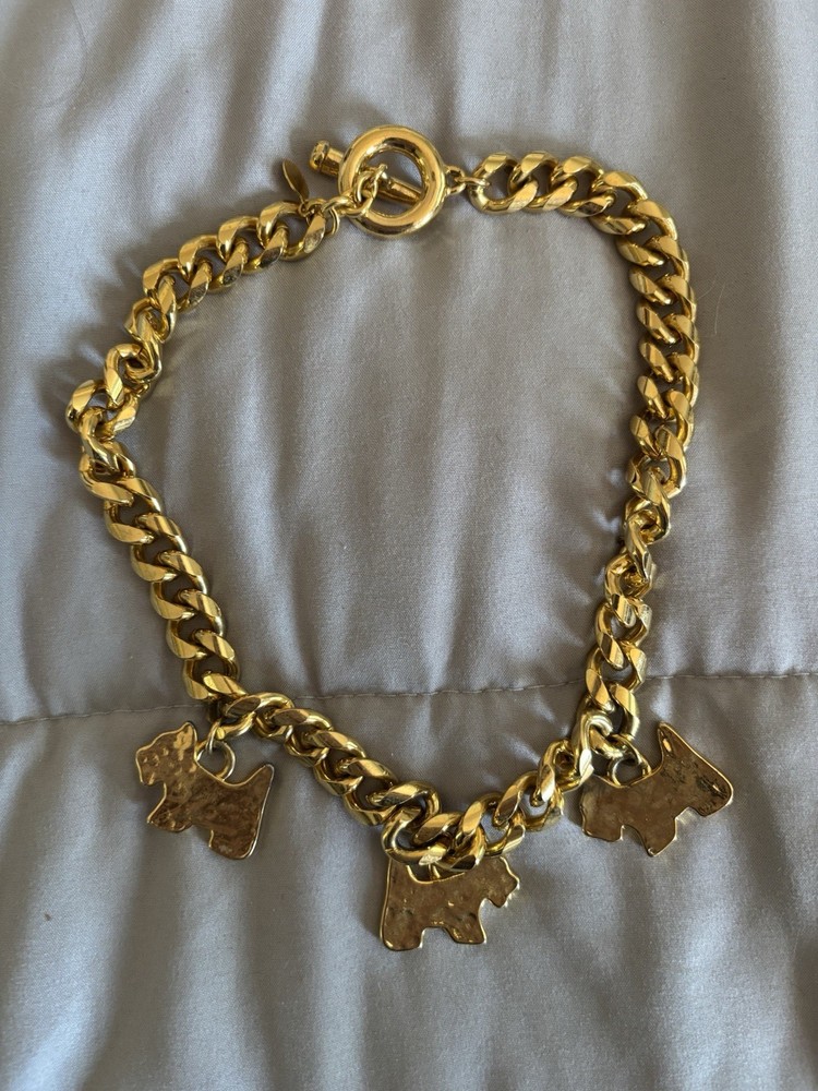 Vintage Rare Runway Carolee Gold Chain Scottie Dog Necklace
