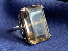 Vtg Large Sterling Silver Ring 16.18g Jewelry Size 6.5 Smoky Quartz Look *READ*