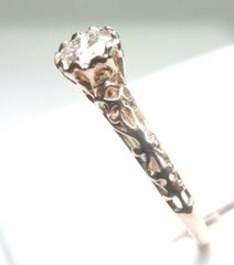 Antique Art Deco Engagement 14K Rose Gold Ring Size 7 UK-N1/2 EGL USA