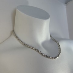 Vtg ITALY 925 Sterling Silver Modernist Barrel Shaped Necklace UNISEX 18” 22.89g