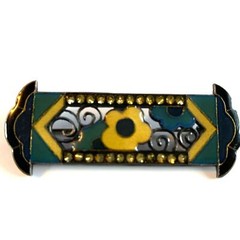 Pier Bex Antique c.1930’s Art Deco Enamel Brooch Pin with Trombone Clasp