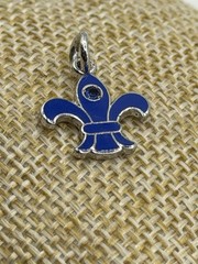 Vintage Sterling Blue Enamel & Blue Stone Fleur De Lis Charm