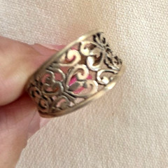 Vtg Signed Mark Anthony Open Work Heart Design Size 8 Sterling Silver Band Ring